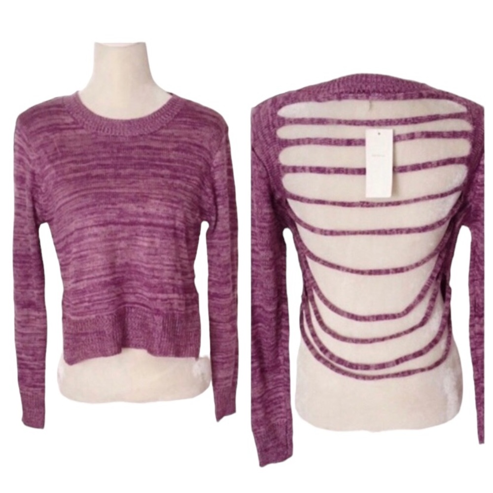 Entro Purple Open Back Long Sleeve Sweater Size Small